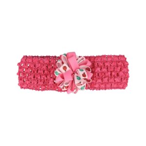 Haarband Baby - Strikje Lieveheersbeestje - Opengewerkte Stof - Fuchsia Roze