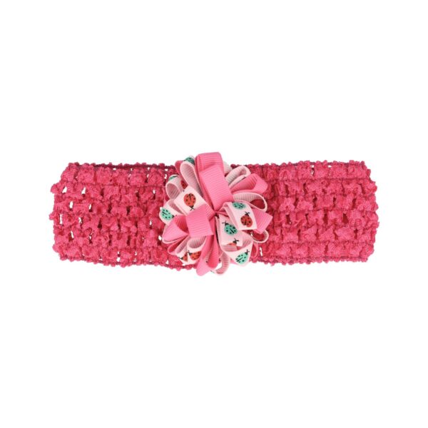 Haarband Baby - Strikje Lieveheersbeestje - Opengewerkte Stof - Fuchsia Roze