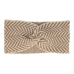 Haarband Twist 11cm – Gestreept Patroon – Gebreide Stof – Beige Creme