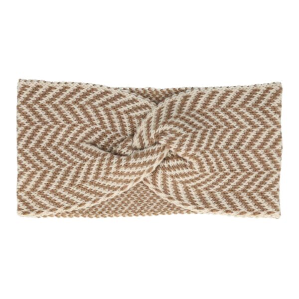Haarband Twist 11cm – Gestreept Patroon – Gebreide Stof – Beige Creme