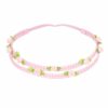 Haarband Kind - Roos Bloemen - Smal Dubbele Band - Ruitprint Stof - Roze