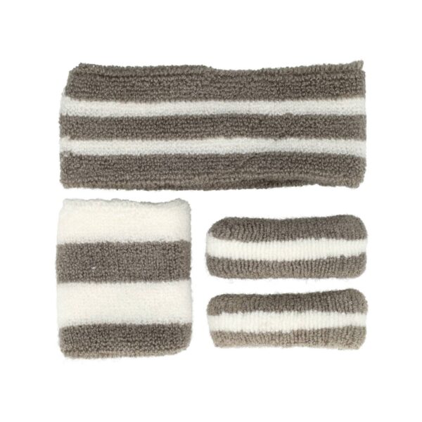Haarband Sport 5cm - Zweetbandje & Haarelastiek - Wit Grijs - Set van 4