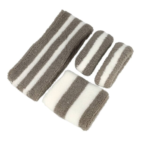 Haarband Sport 5cm - Zweetbandje & Haarelastiek - Wit Grijs - Set van 4