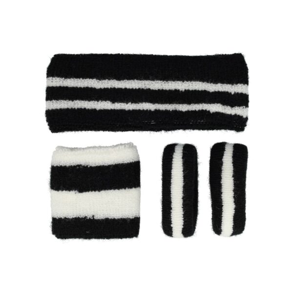 Haarband Sport 5cm - Zweetbandje & Haarelastiek - Wit Zwart - Set van 4