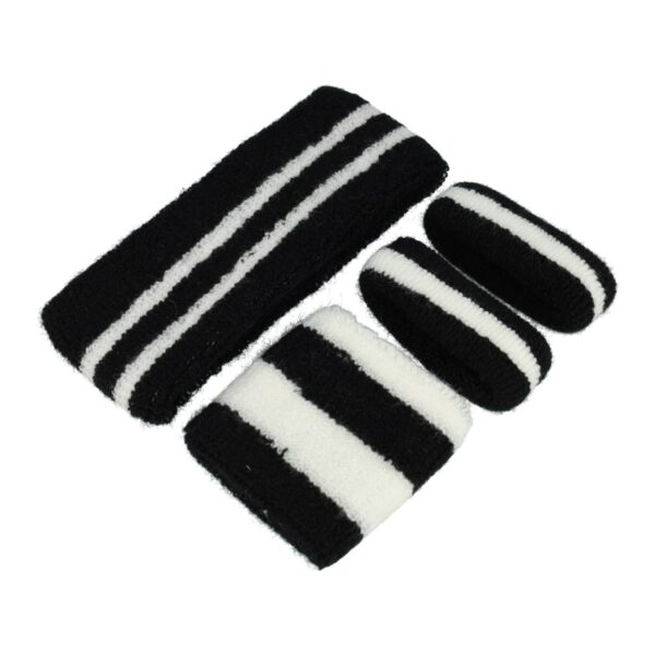 Haarband Sport 5cm - Zweetbandje & Haarelastiek - Wit Zwart - Set van 4