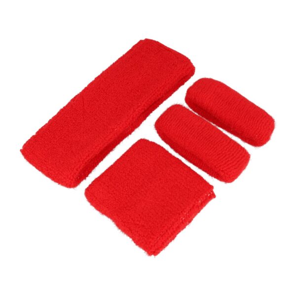 Haarband Sport 5cm - Zweetbandje & Haarelastiek - Rood  - Set van 4