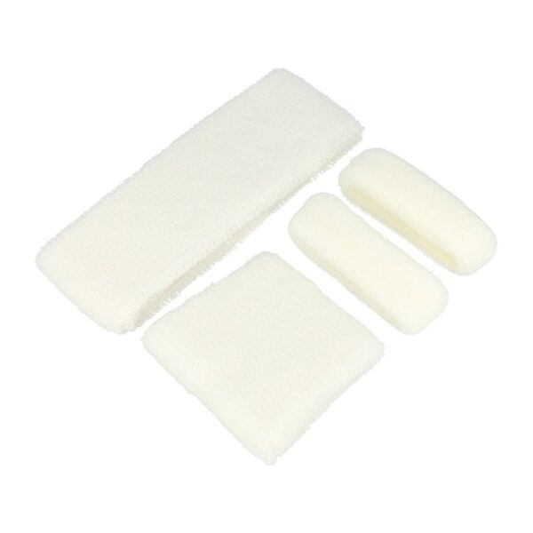 Haarband Sport 5cm - Zweetbandje & Haarelastiek - Wit - Set van 4