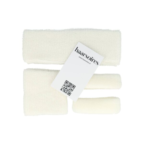 Haarband Sport 5cm - Zweetbandje & Haarelastiek - Wit - Set van 4