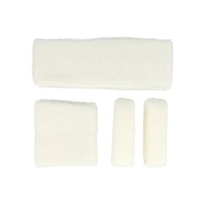 Haarband Sport 5cm - Zweetbandje & Haarelastiek - Wit - Set van 4
