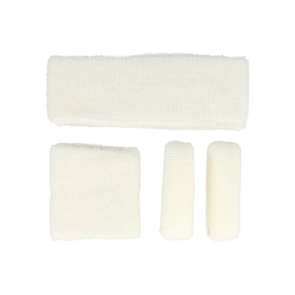 Haarband Sport 5cm - Zweetbandje & Haarelastiek - Wit - Set van 4