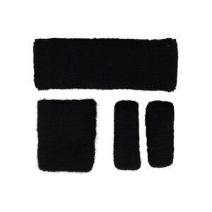 Haarband Sport 5cm - Zweetbandje & Haarelastiek - Zwart - Set van 4
