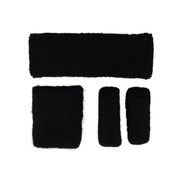 Haarband Sport 5cm - Zweetbandje & Haarelastiek - Zwart - Set van 4