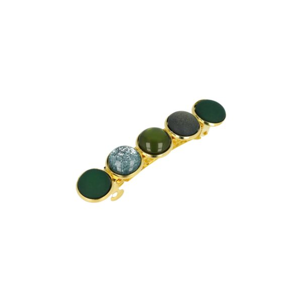 Haarspeld Patentspeld Cirkel 6cm - Glans Glitter Patroon - Goud Groen