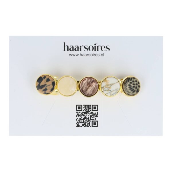 Haarspeld Patentspeld Cirkel 6cm - Fantasie Patroon - Goud Bruin Creme