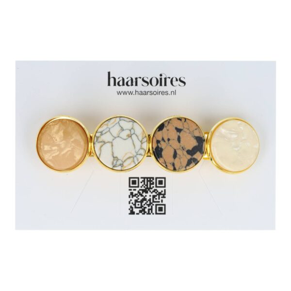 Haarspeld Patentspeld Cirkel 8cm - Fantasie Patroon - Goud Bruin Creme