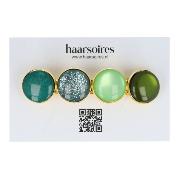 haarspeld cirkel bruin groen goud_16 Haarspeld Patentspeld Cirkel 8cm - Glans Glitter Patroon - Goud Groen