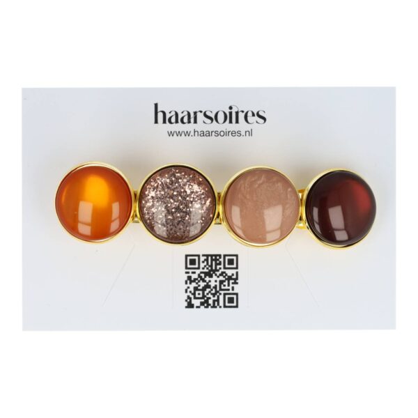 Haarspeld Patentspeld Cirkel 8cm - Glans Glitter Patroon - Goud Bruin