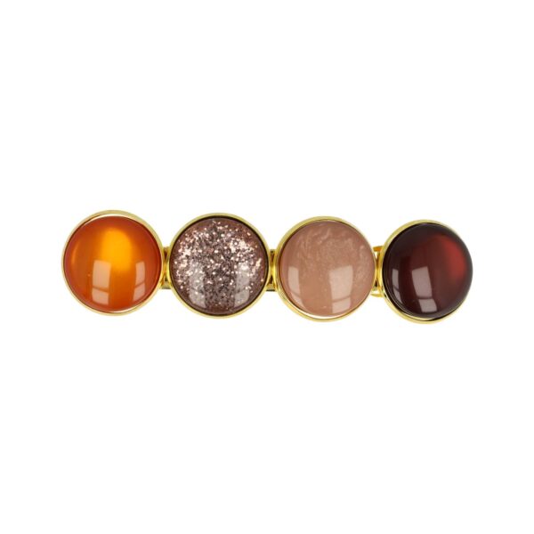 Haarspeld Patentspeld Cirkel 8cm - Glans Glitter Patroon - Goud Bruin