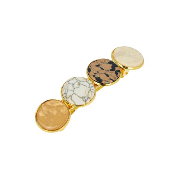 Haarspeld Patentspeld Cirkel 8cm - Fantasie Patroon - Goud Bruin Creme