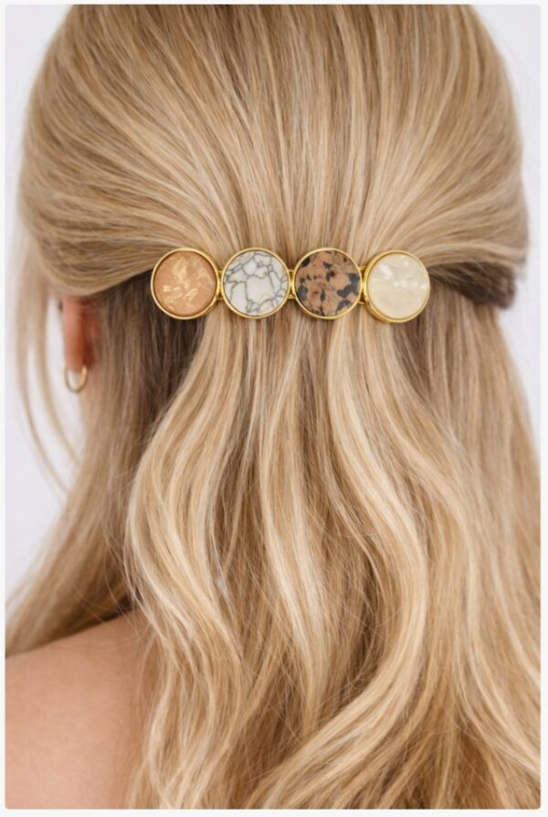 Haarspeld Patentspeld Cirkel 8cm - Fantasie Patroon - Goud Bruin Creme