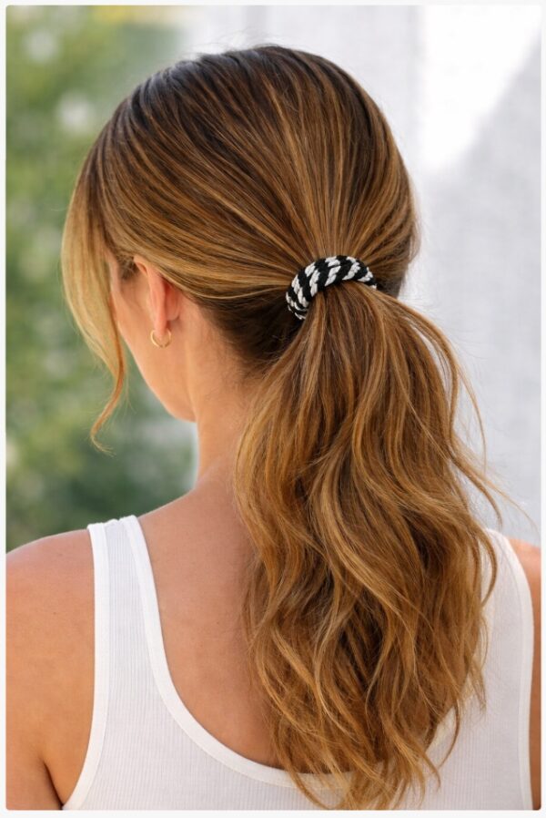 Haarelastieken Basic - Hair Tie - Zwart Zilver - Set van 5