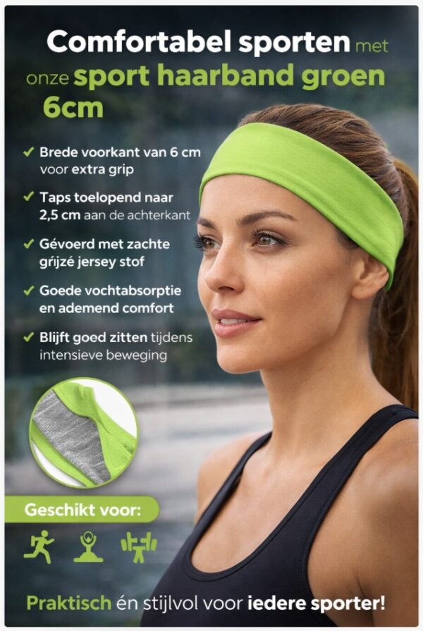 Haarband Sport 6cm - Basic - Lime Groen