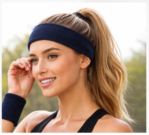 Haarband Sport 5cm - Zweetbandje & Haarelastiek - Wit Zwart - Set van 4 (kopie)