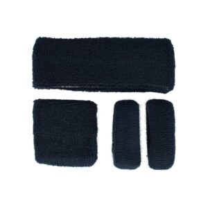 Haarband Sport 5cm - Zweetbandje & Haarelastiek - Donkerblauw - Set van 4