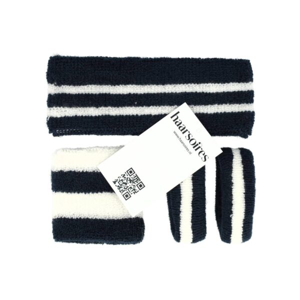Haarband Sport 5cm - Zweetbandje & Haarelastiek - Wit Zwart - Set van 4 (kopie)