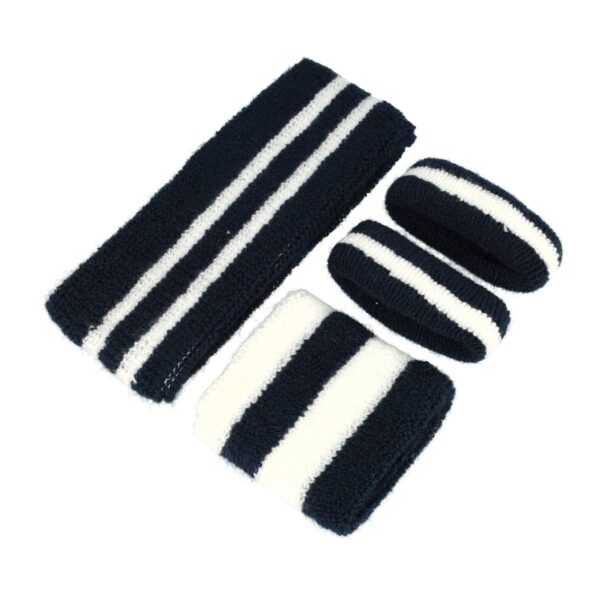 Haarband Sport 5cm - Zweetbandje & Haarelastiek - Wit Zwart - Set van 4 (kopie)