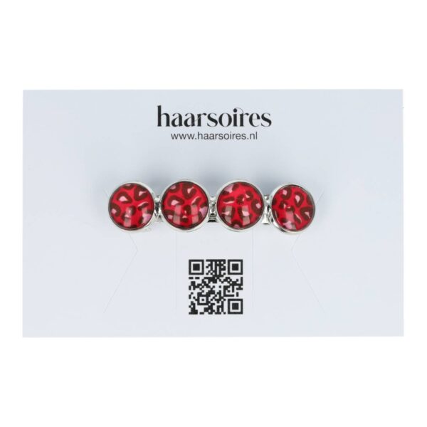 Haarspeld Patentspeld Cirkel 5cm – Panter Print – Rood