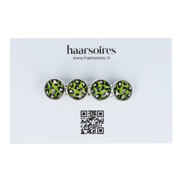 Haarspeld Patentspeld Cirkel 5cm – Panter Print – Groen