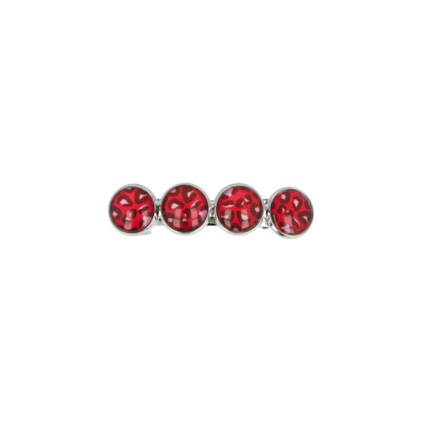Haarspeld Patentspeld Cirkel 5cm – Panter Print – Rood