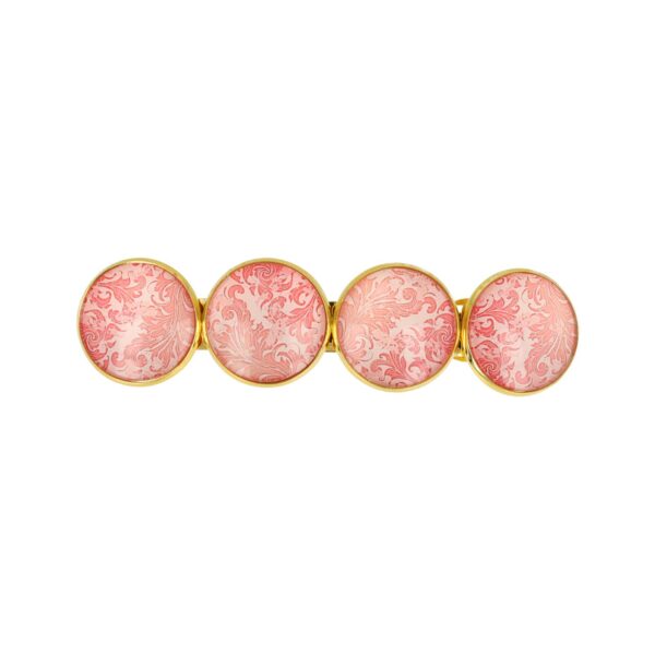 Haarspeld Patentspeld Cirkel 8cm - Bladeren Patroon - Goud Roze