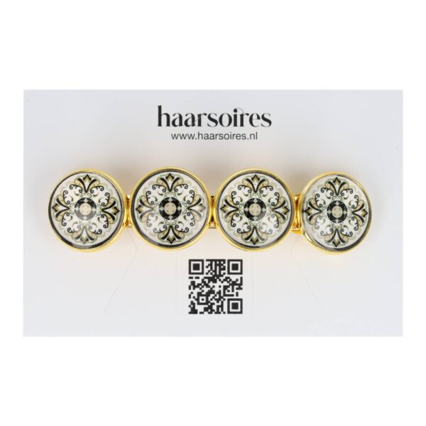 Haarspeld Patentspeld Cirkel 8cm - Fantasie Patroon - Goud Zwart Wit Beige