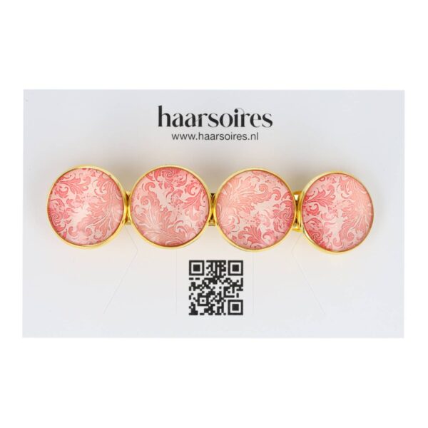 Haarspeld Patentspeld Cirkel 8cm - Bladeren Patroon - Goud Roze