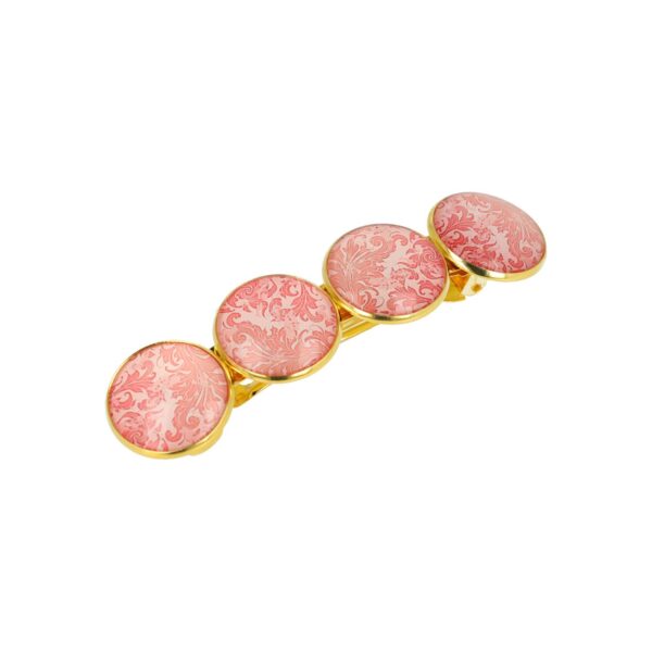 Haarspeld Patentspeld Cirkel 8cm - Bladeren Patroon - Goud Roze