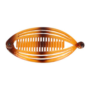 Haarspeld Bananenklem 14cm - Opengewerkt Streep - Staartklem - Bruin