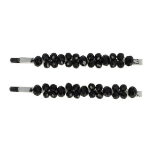 Haarspeld Schuifspeldjes 7cm - Facetkralen Dubbel - Zwart - Set van 2