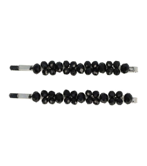 Haarspeld Schuifspeldjes 7cm - Facetkralen Dubbel - Zwart - Set van 2