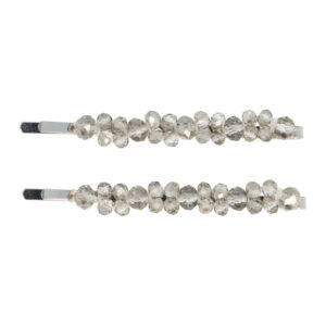 Haarspeld Schuifspeldjes 7cm - Facetkralen Dubbel - Grijs - Set van 2