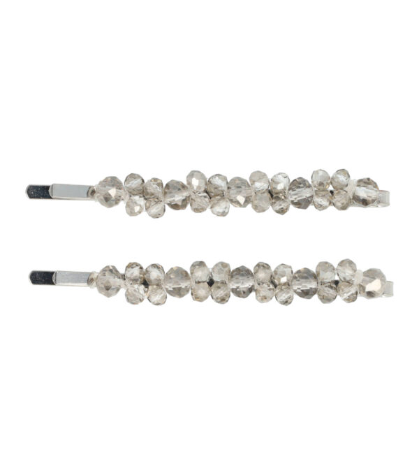 45841_3 Haarspeld Schuifspeldjes 7cm - Facetkralen Dubbel - Grijs - Set van 2