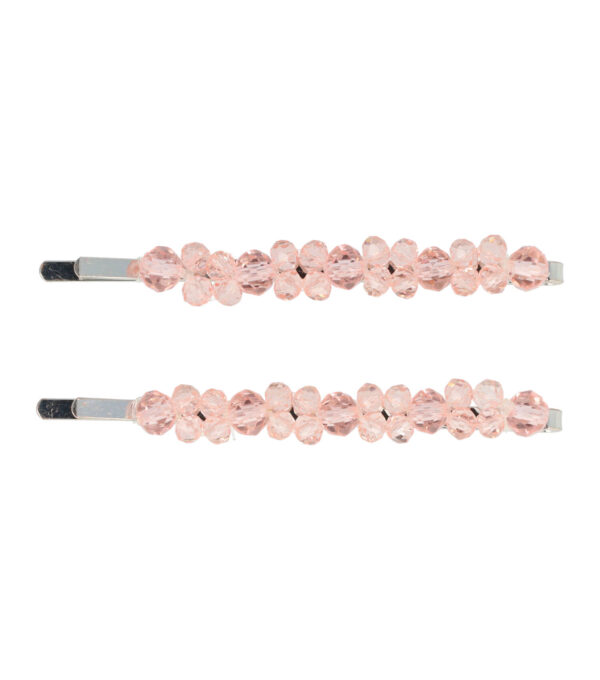 45841_4 Haarspeld Schuifspeldjes 7cm - Facetkralen Dubbel - Roze - Set van 2
