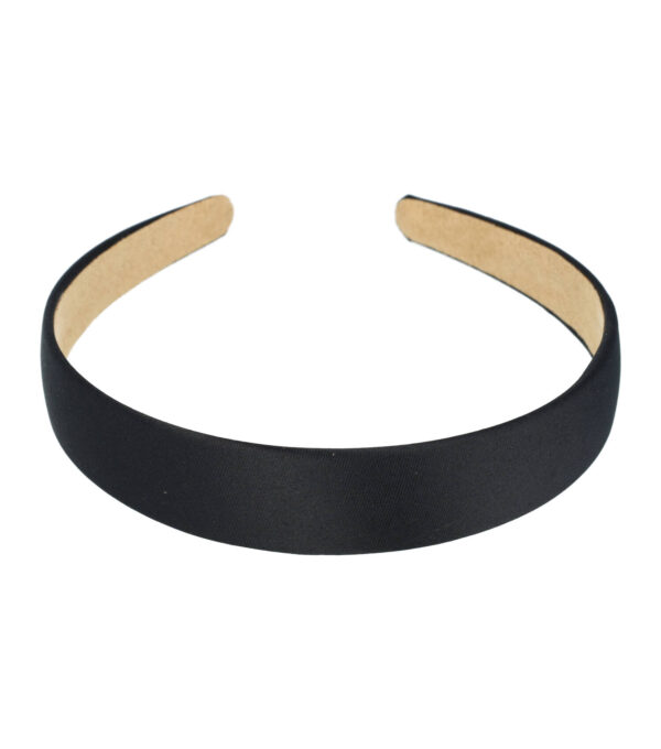 Haarband Diadeem 2,5cm – Gladde Satijnen Stof – Effen Kleur – Zwart