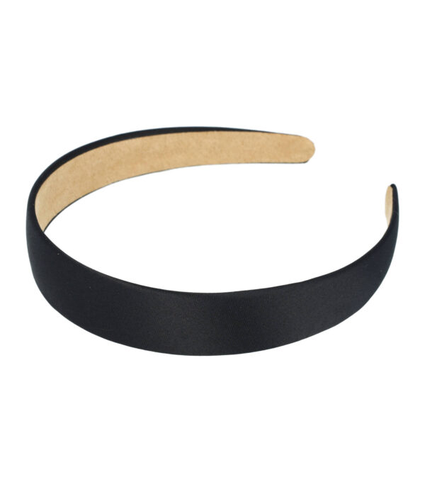 Haarband Diadeem 2,5cm – Gladde Satijnen Stof – Effen Kleur – Zwart