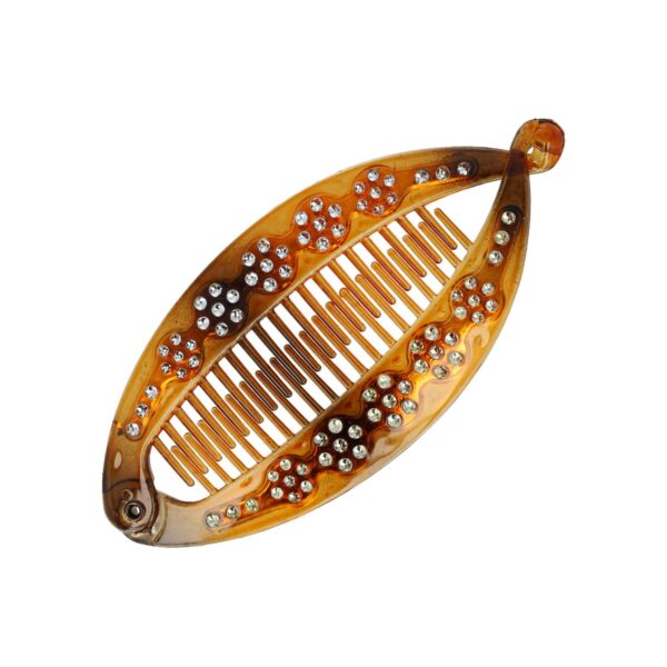 Haarspeld Bananenklem 14cm - Staartklem - Glitter Steentjes - Bruin