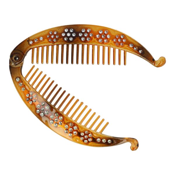 Haarspeld Bananenklem 14cm - Staartklem - Glitter Steentjes - Bruin