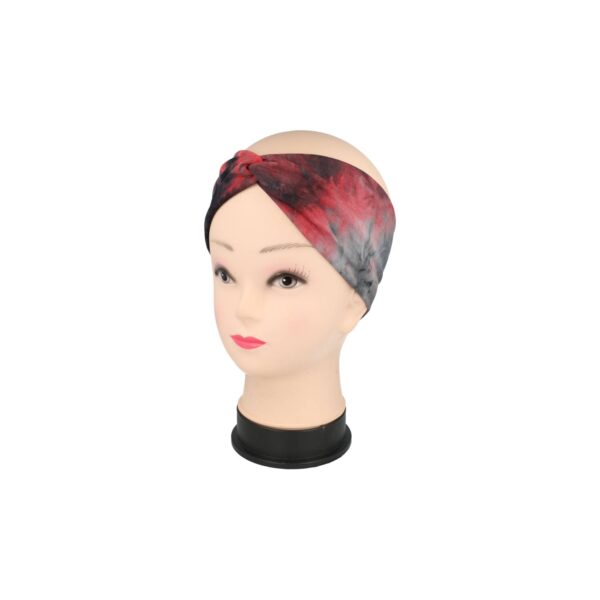Haarband Stof 8cm – Twist – Tie Dye Patroon – Jersey – Grijs Rood
