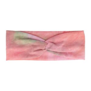 Haarband Stof 8cm – Twist – Tie Dye Patroon – Jersey – Lichtgroen Roze