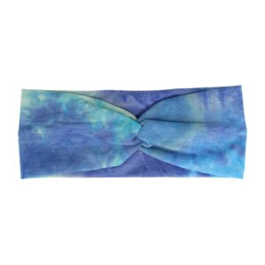 Haarband Stof 8cm – Twist – Tie Dye Patroon – Jersey – Blauw Groen